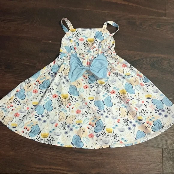 Butterfly bow back girls spaghetti straps summer dress 7/8 130 - Picture 4 of 6